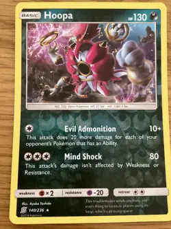Hoopa Pokemon Card 140/236 Reverse Holo- Used -Sun & Moon-Unified Minds - Image 1