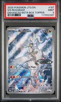 2025 POKEMON JTG EN-JOURNEY TOGETHER #167 N'S RESHIRAM PSA 9 - Image 1