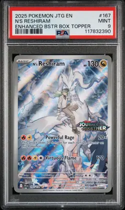 2025 POKEMON JTG EN-JOURNEY TOGETHER #167 N'S RESHIRAM PSA 9 - Image 1