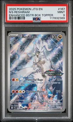 2025 POKEMON JTG EN-JOURNEY TOGETHER #167 N'S RESHIRAM PSA 9 - Image 1