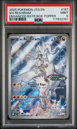 2025 POKEMON JTG EN-JOURNEY TOGETHER #167 N'S RESHIRAM PSA 9 - Image 1