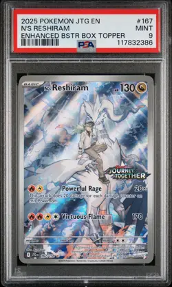 2025 POKEMON JTG EN-JOURNEY TOGETHER #167 N'S RESHIRAM PSA 9 - Image 1