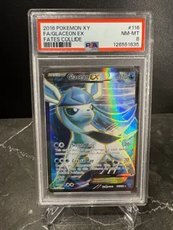 Pokemon XY Fates Collide Glaceon EX 116/124 Full Art Ultra Rare Holo Foil PSA 8 - Image 1