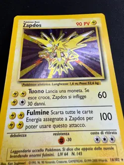Pokemon Zapdos 16/102 Set Base Rara Holo Unlimited Wizards ITA Carte Vintage - Image 5