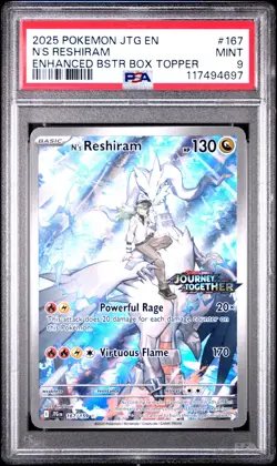 2025 POKEMON JTG EN-JOURNEY TOGETHER #167 N'S RESHIRAM PSA 9 - Image 1