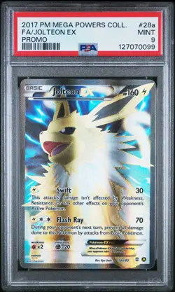 2017 POKEMON MEGA POWERS COLL PROMO #28A FULL ART/JOLTEON EX PSA 9 - Image 1