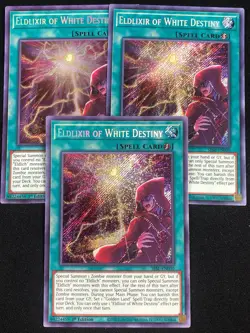 YUGIOH ELDLIXIR OF WHITE DESTINY SESL-EN030 1ST SECRET X3 NM - Image 1