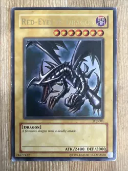 Yugioh! Red-Eyes B. Dragon Sdj-001 Unlimited Ultra Rare DMG - Image 1