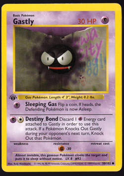 Gastly 1st Edition Shadowless 50/102 Base Set Pokemon TCG Card 1999 MP - Image 1