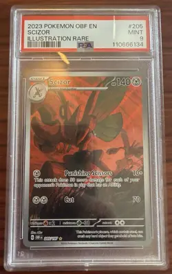 Pokemon Scizor TCG Holo Illustration Card Obsidian Flames 205/197 PSA 9 - Image 1