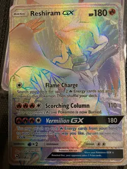 Pokemon Reshiram GX Holo LP Dragon Majesty Rainbow Secret Rare Card 71/70 - Image 1