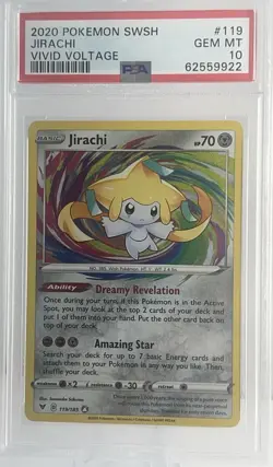 JIRACHI 119 2020 Pokemon Card Vivid Voltage PSA 10 - Image 2