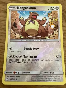Kangaskhan Pokemon Card 163/236 Reverse Holo- Used -Sun & Moon-Unified Minds - Image 1