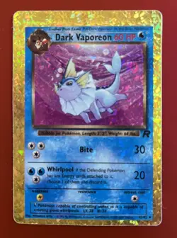 Dark Vaporeon HOLO Prism Team Rocket Vending Golden Sticker Pokemon Card - Image 1