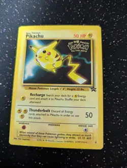 Pikachu PROMO First Movie RARE Pokemon TCG - heavy dmg- Read desrip - Image 1