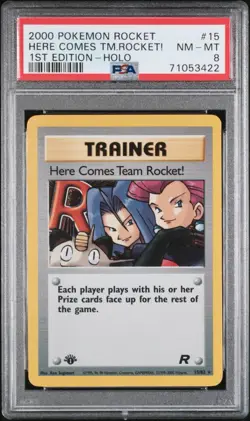 PSA 8 Pokemon Here Comes Team Rocket 1st Edition Holo Rare 15/82 - Image 1