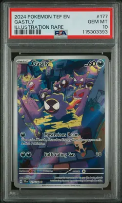 2024 POKEMON TEF EN-TEMPORAL FORCES ILLUSTRATION RARE #177 GASTLY PSA 10 - Image 1