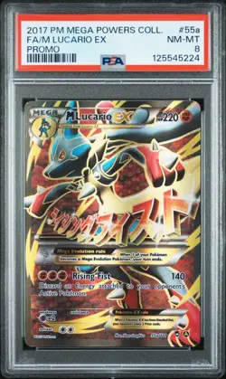 2017 POKEMON M LUCARIO EX MEGA POWERS COLLECTION PROMO #55A FULL ART PSA 8 - Image 1