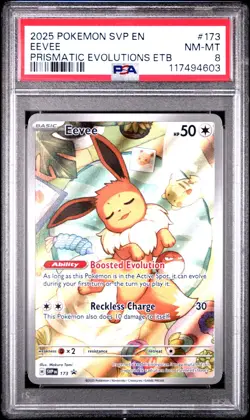 2025 POKEMON SVP EN-SV BLACK STAR PROMO #173 EEVEE PSA 8 - Image 1