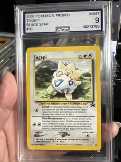 Vintage 2000 Togepi #30 Pokemon Black Star Promo WotC Graded AGS 9 MINT - Image 1