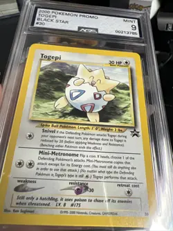 Vintage 2000 Togepi #30 Pokemon Black Star Promo WotC Graded AGS 9 MINT - Image 2