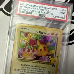 2021 POKEMON CELEBRATIONS CLASSIC COLLECTION #24 BIRTHDAY PIKACHU-HOLO PSA 9 - Image 1