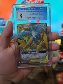 Pokemon 2019 Sun & Moon Hidden Fates Moltres Zapdos Articuno GX #66/68 CGC 9 - Image 1