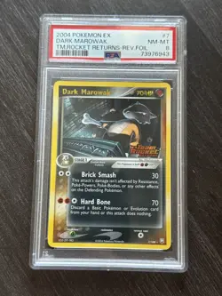 Dark Marowak 7/109 - 2004 Pokemon EX Team Rocket Returns Holo Stamped - PSA 8 - Image 1