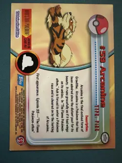 Arcanine #59 Topps Series 1 TV Animation Edition Blue Label Pokemon TCG 1999 - Image 2