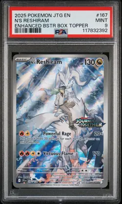 2025 POKEMON JTG EN-JOURNEY TOGETHER #167 N'S RESHIRAM PSA 9 - Image 1