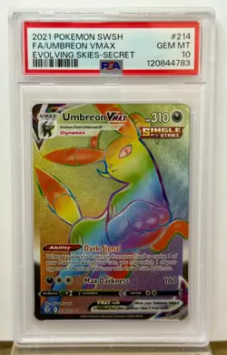 GEM MINT 2021 POKEMON UMBREON RAINBOW SECRET RARE #214 EVOLVING SKIES PSA 10 - Image 1