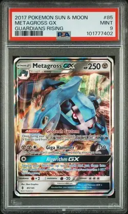 2017 POKEMON SUN & MOON GUARDIANS RISING 85 METAGROSS GX PSA 9 - Image 1