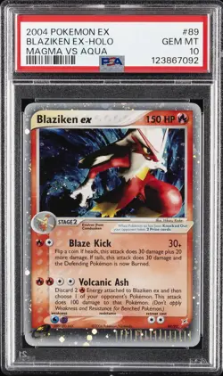2004 POKEMON EX TEAM MAGMA VS TEAM AQUA #89 BLAZIKEN EX-HOLO PSA 10 - Image 1