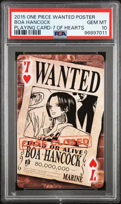 2015 ONE PIECE WANTED POSTER PLAYING CARDS 7 OF HEARTS BOA HANCOCK PSA 10 - Image 1