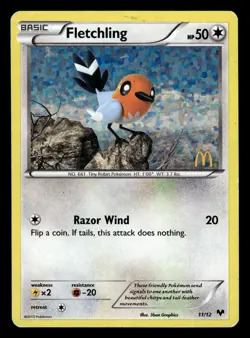 Fletchling 11/12 Holo 2013 Mcdonalds Promo Pokemon Card - Image 1