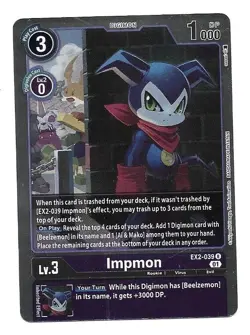 Digimon Card - Impmon EX2-039 Foil Rare - Bandai NM - Image 1