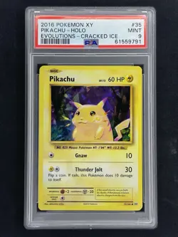 2016 Pokemon XY Evolutions Pikachu 35/108 Cracked Ice Holo Foil PSA 9 - Image 1