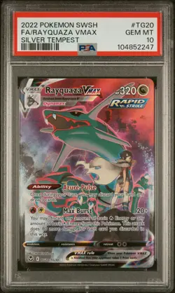 2022 POKEMON SWORD & SHIELD SILVER TEMPEST #TG20 FULL ART/RAYQUAZA VMAX PSA 10 - Image 1