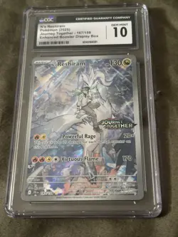 CGC 10 2025 Pokemon Journey Together 167 N'S RESHIRAM Stamped Box Topper IR Rare - Image 1