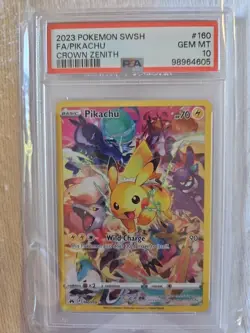 Pokemon Pikachu Crown Zenith 2023 #160 Graded PSA GEM MINT 10 - Image 1