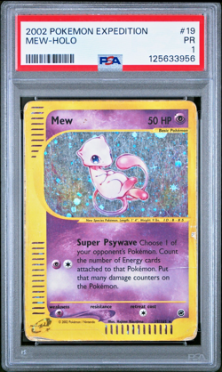 PSA 1 PR 2002 Expedition Mew Holo Foil 19/165 E-Reader Series Pokemon WOTC - Image 1