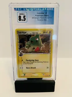 CGC 8.5 NM/Mint+ Larvitar Pokemon (2006) EX Dragon Frontiers Reverse Holo - Image 1