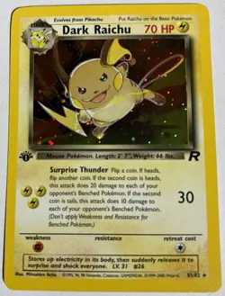 Pokemon TCG Dark Raichu 1st Edition Secret Rare Holo Card #83/82 Team Rocket - Image 1
