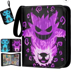 New Pokemon Card Binder 50 Sleeves 9 Pocket Zipper Strap Pokemon Gastly Lucario - Image 1