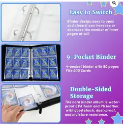 New Pokemon Card Binder 50 Sleeves 9 Pocket Zipper Strap Pokemon Gastly Lucario - Image 2