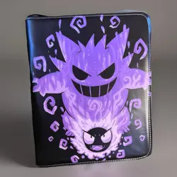 New Pokemon Card Binder 50 Sleeves 9 Pocket Zipper Strap Pokemon Gastly Lucario - Image 3