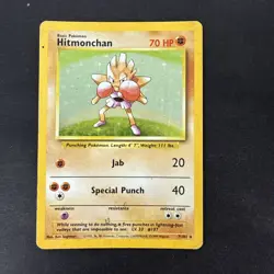Pokemon TCG Hitmonchan Holo Card Base Set 7/102 Rare Collectible Vintage - Image 1