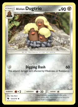 2018 Lost Thunder Set Pokemon Card 123 Alolan Dugtrio LP - Image 1