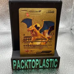 Pokemon Charizard V 508hp Gold Foil Fan Art Collector Card TCG - Image 1