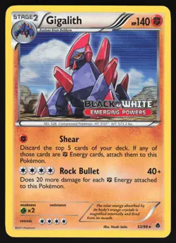 Gigalith - 53/98 - Holo Prerelease Promo - Emerging Powers - Pokemon Card - Image 1